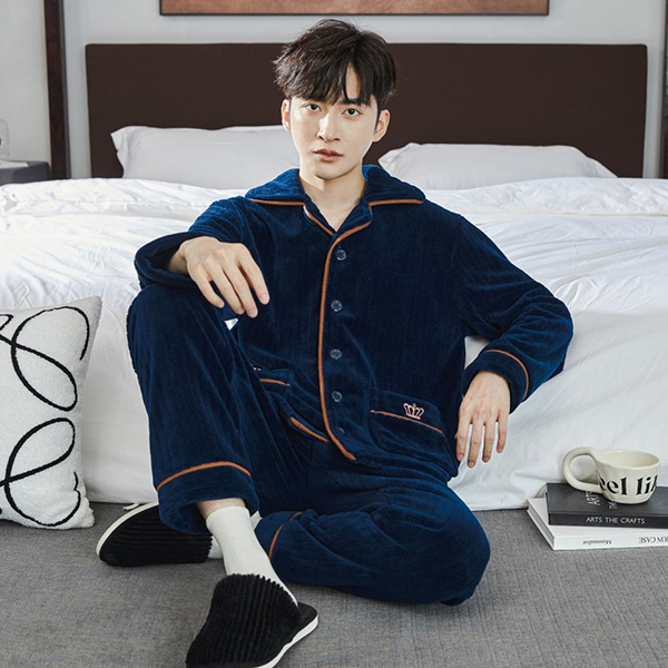 男款套装家居服加厚保暖加绒秋冬季-SHC49