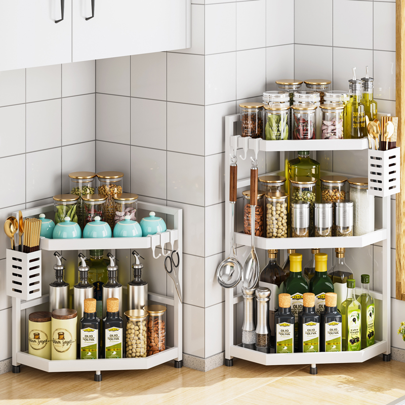 不锈钢厨房调味料置物架家用用品厨具调味品多功能转角收纳架子