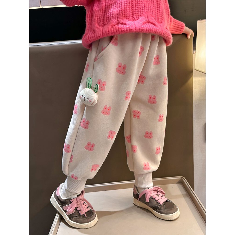 女童加绒裤子秋冬季儿童加厚保暖裤时髦小女孩长裤洋气宝宝冬装潮