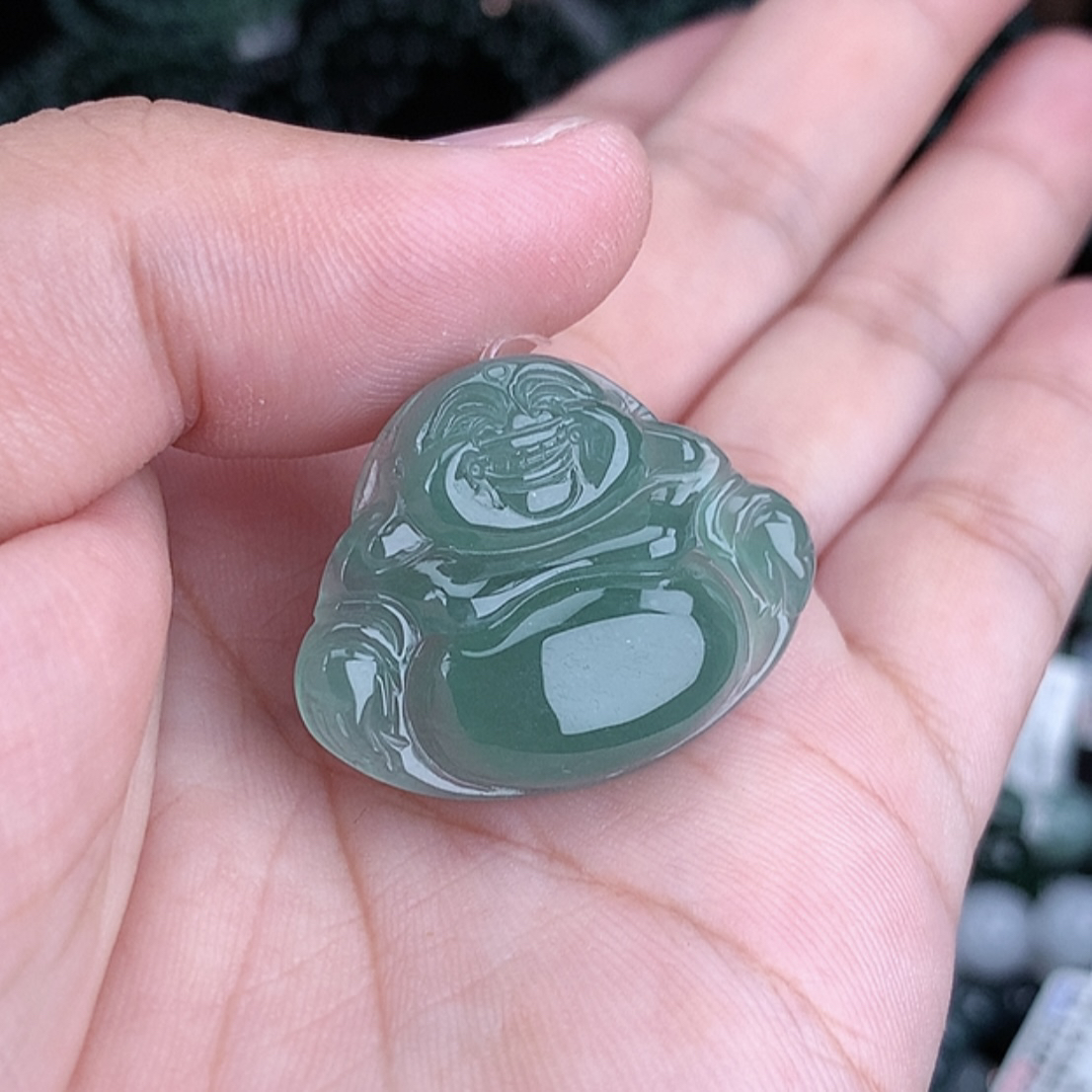 正品新款天然翡翠A货冰种满绿翡翠多效佛公精美时尚气质女士吊坠