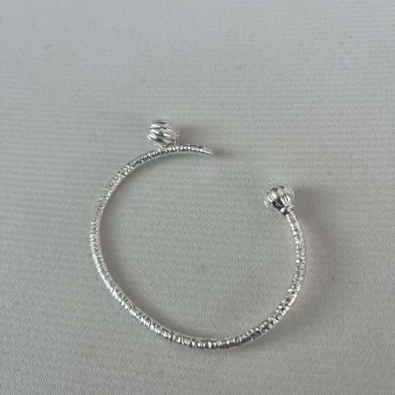 足银手镯 足银盘缠手镯气质简约可diy素款素圈百搭可调节个性