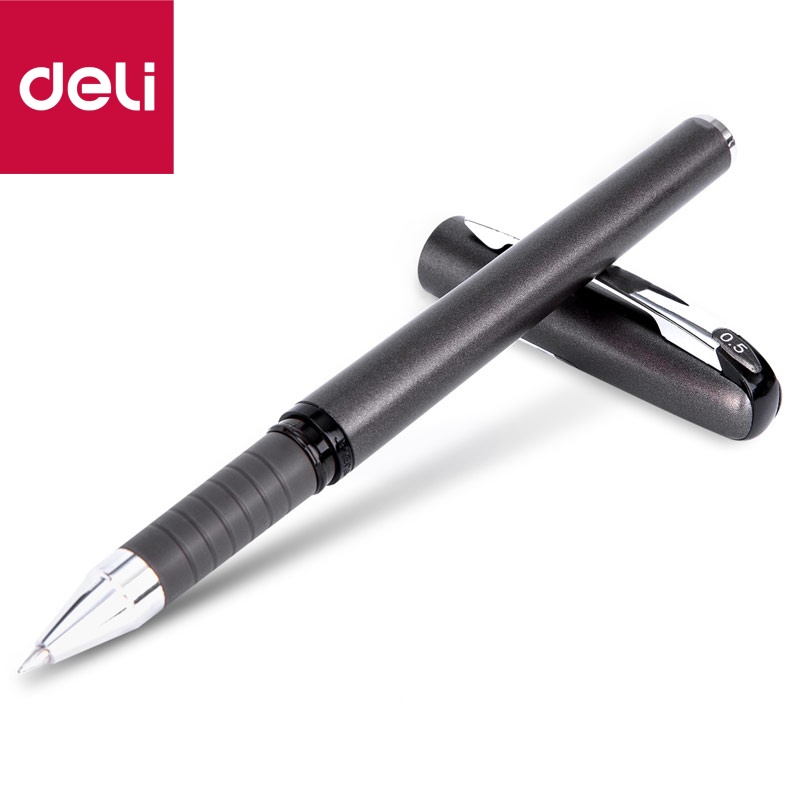 得力中性笔S25中性笔商务水笔签字笔水性笔办公学生0.5mm黑色简约