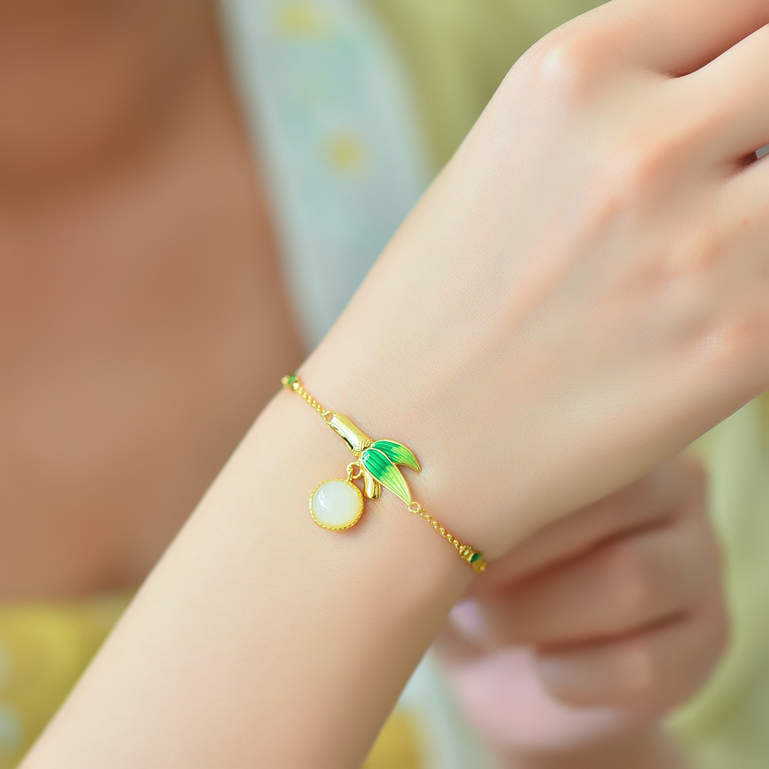 天然和田玉手工镶嵌蛋面简约时尚手链气质大气小众百搭复古饰品