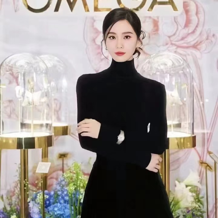 【诗诗同款】甄选阿拉善优质羊绒24年新款100羊绒衫半高领修身打底