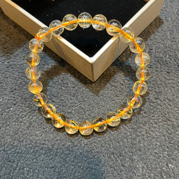 天然巴西金发晶7+,8+,单圈手链，8a级好货。