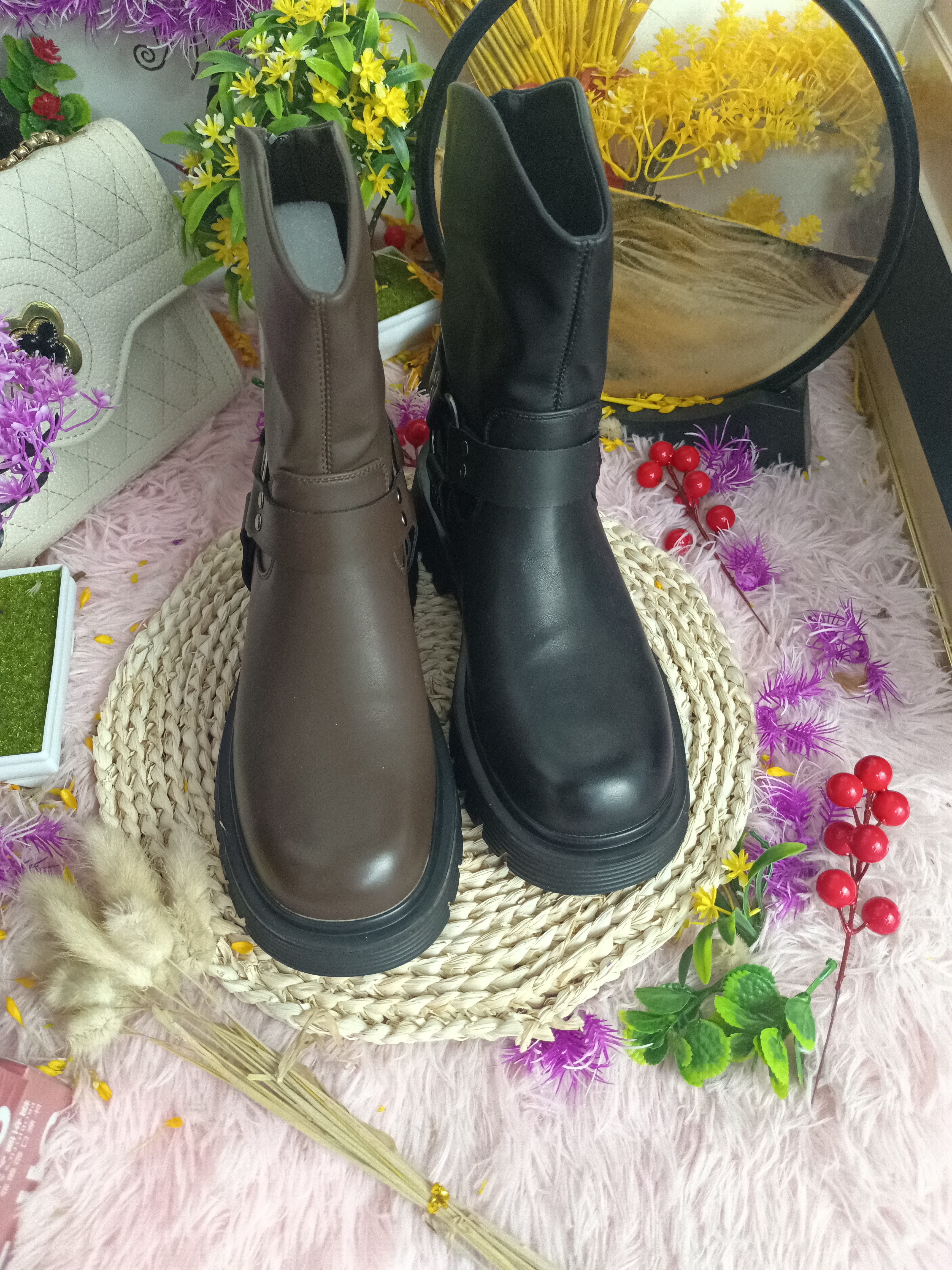 缘缘气质半筒秋冬加绒保暖短款靴子3133 7