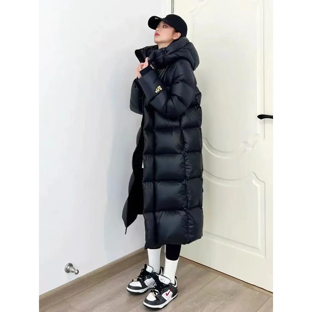 羽绒服正品白鸭绒爆款2023黑金长款衣女款女士年季情侣宽松加羽绒