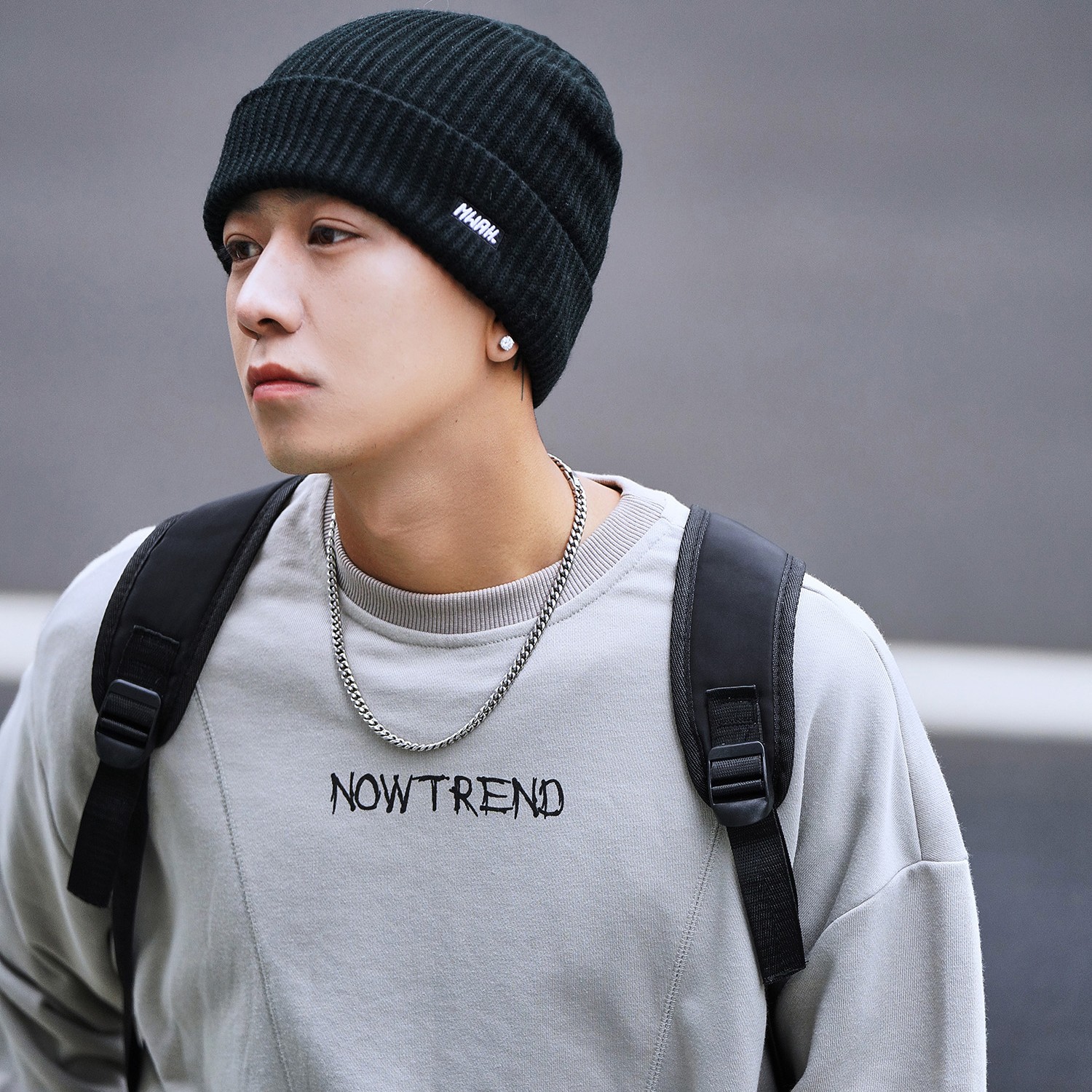 帽子男款冬季2025大头围黑色针织帽男士百搭保暖加厚帽