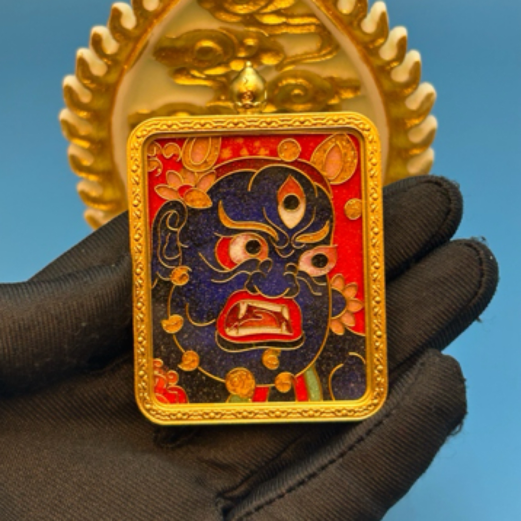 重工掐丝珐琅 纯手绘唐卡  大黑天