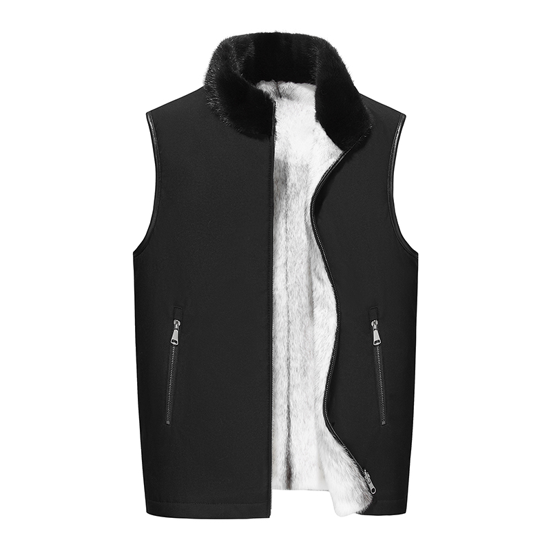 deerfulai/德尔弗莱水貂十字貂背心双面穿立领保暖男士马甲外套