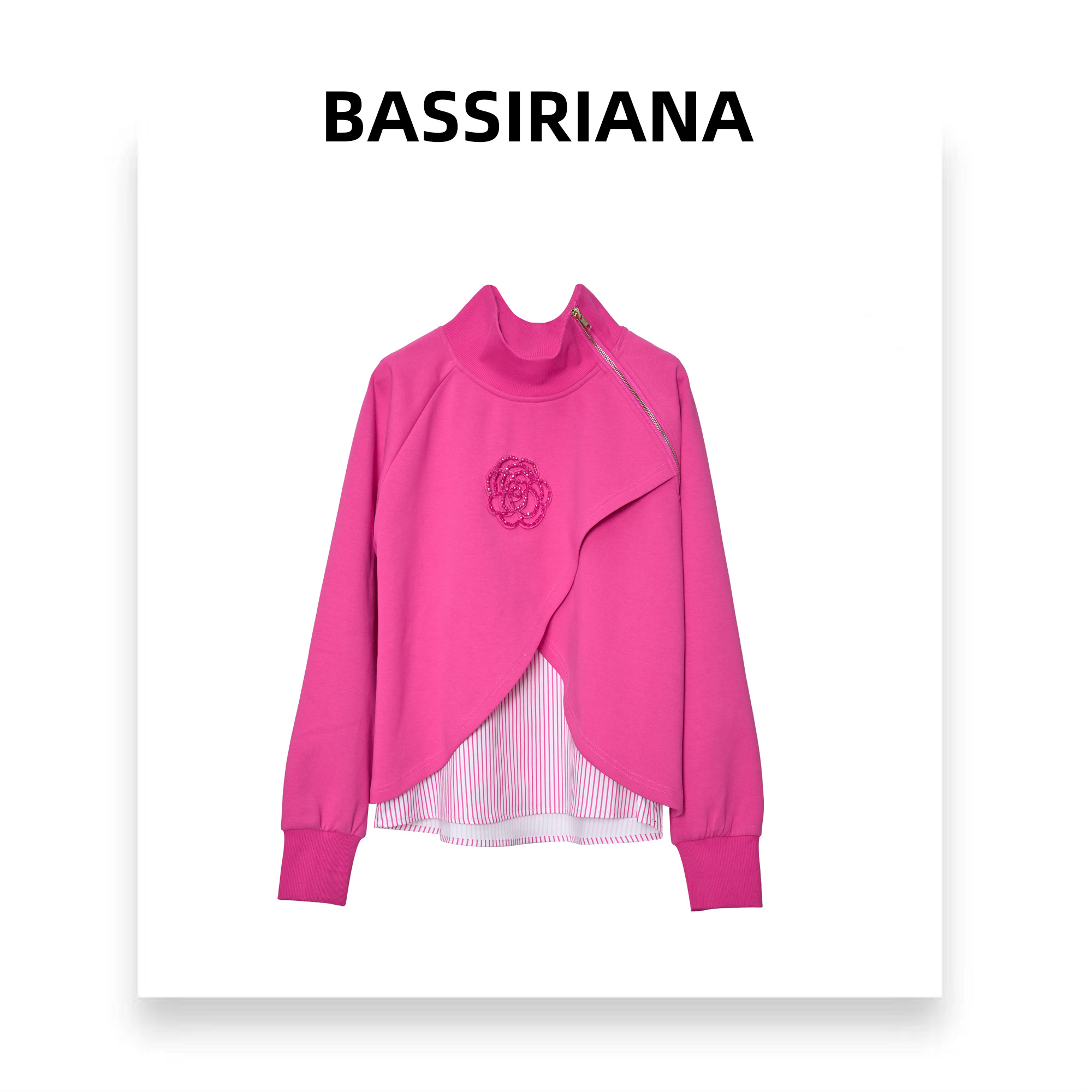 文文【BASSIRIANA】轻奢气质针织设计师山茶花时尚女士毛衣211584