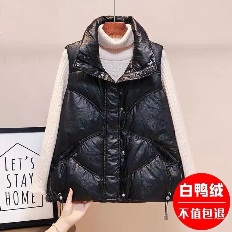 波司豋羽绒马甲女白鸭绒2022新款韩版宽松短款无袖抽绳背心坎肩立