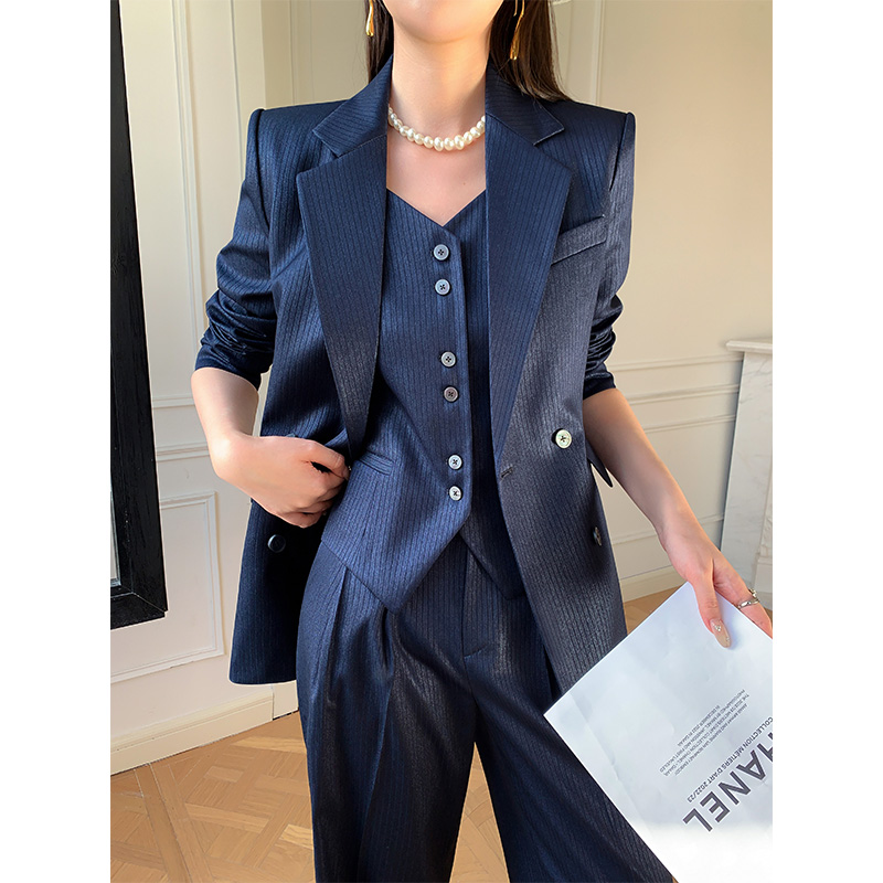 【轻奢】休闲西装套装女春秋职业正装马甲通勤韩版高级感英伦风西服