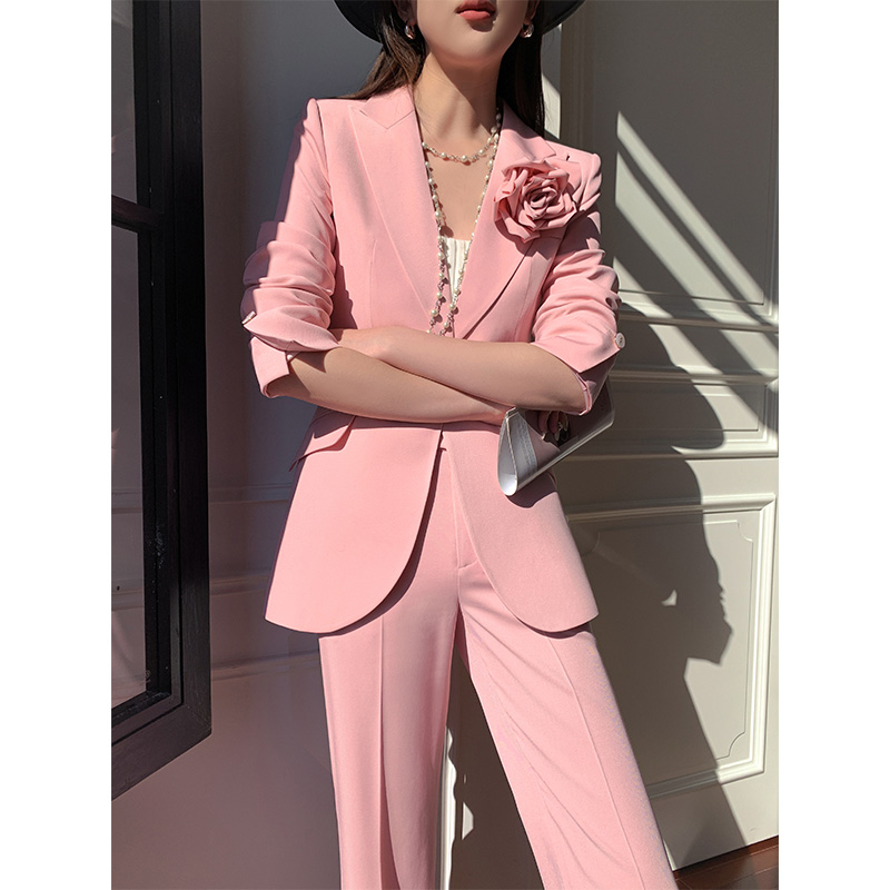 【轻奢】粉色西服套装女时尚高端美业服装职业装气质女神范正装西装