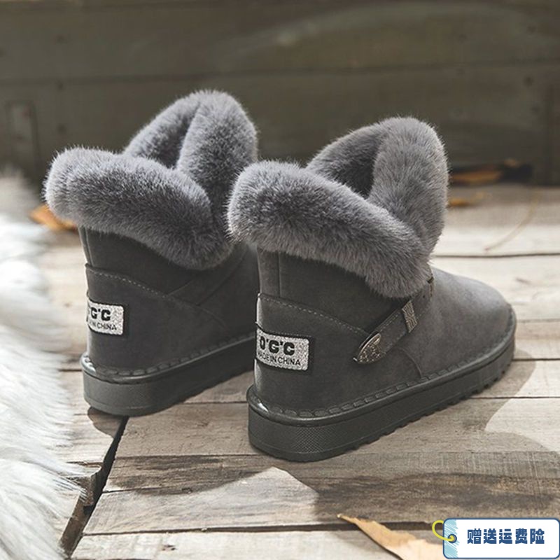 红蜻蜓牌大码女鞋雪地靴女冬季韩版短靴皮毛一体加绒加厚保暖棉鞋