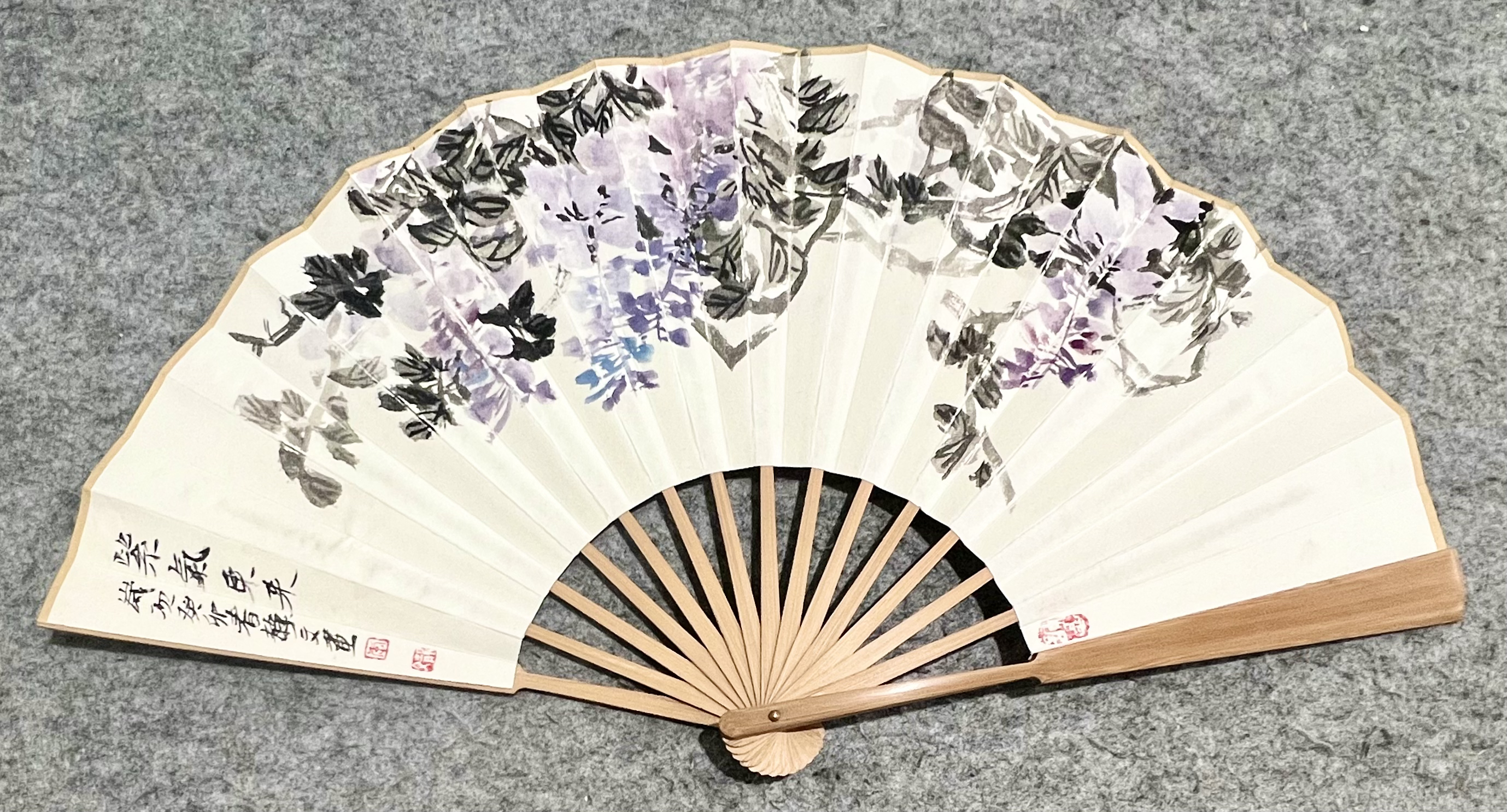 李静文老师10寸折扇紫藤花紫气东来/万事顺意