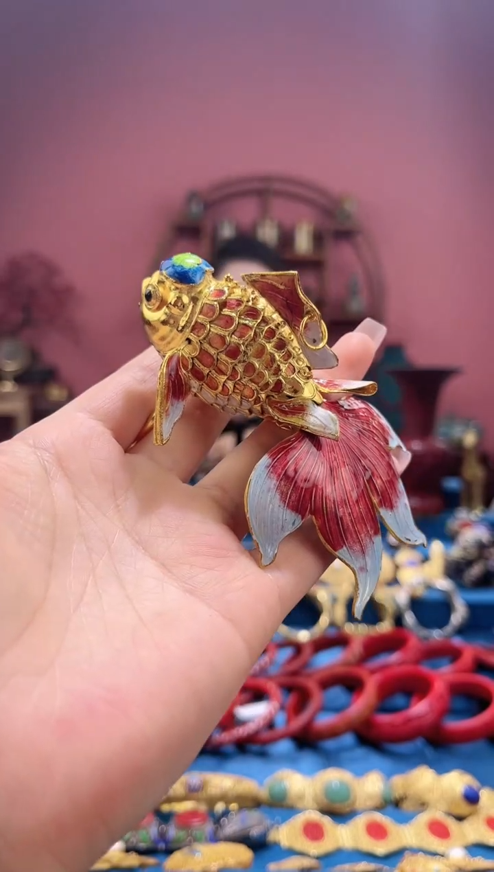 【闪购商品】青铜景泰蓝金鱼