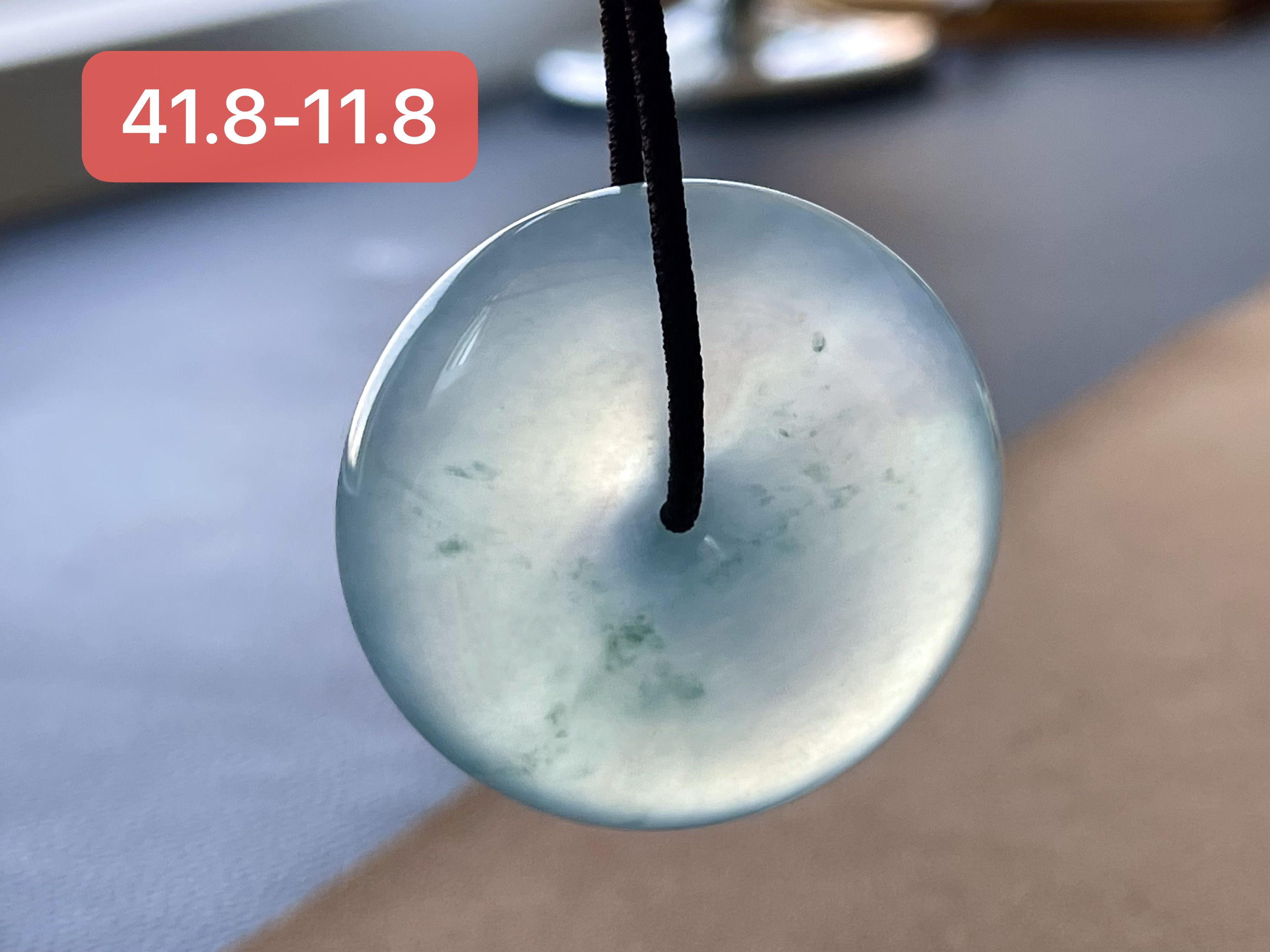 冰蓝底飘花翡翠大平安扣吊坠轮胎大扣白色时尚百搭挂坠镶嵌高冰