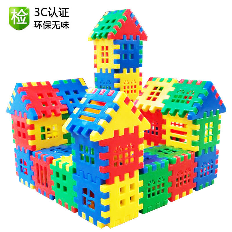 鸿儒熊儿童玩具大号积木益智早教拼插幼儿园宝宝手工房子拼图搭装