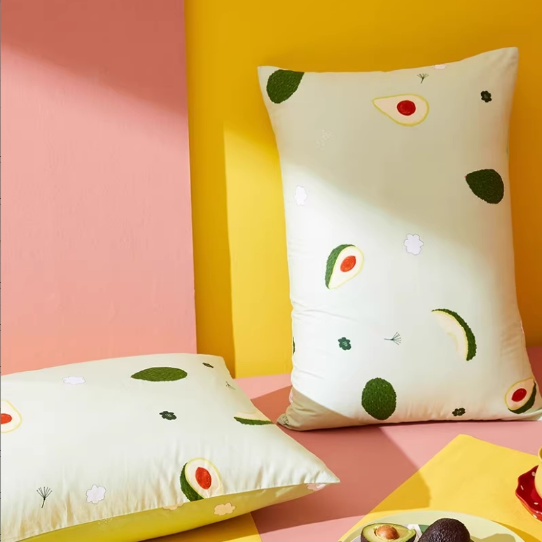 梦洁 觅 纯棉印花散件枕套：森森果绿 50*70