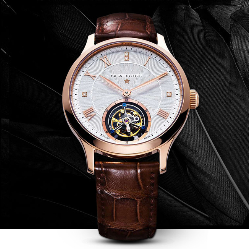 正品海鸥手表男士18K金同心无卡度机械表男表陀飞轮518.660纪念表