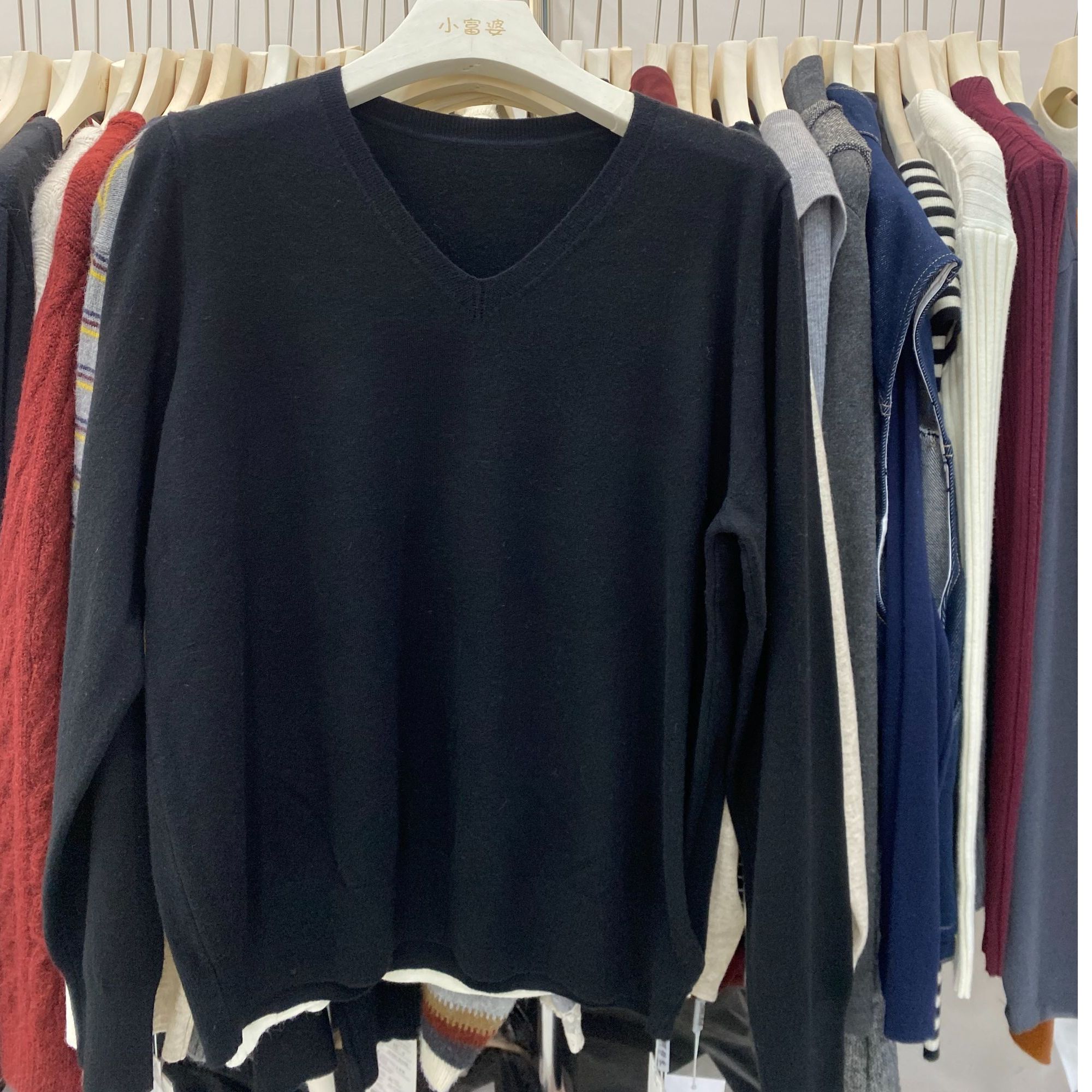 小富婆阿伊米秋冬季节V领休闲打底衫