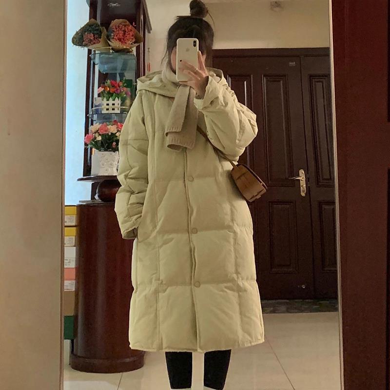 2023年新款羽绒棉服女中长款冬季过膝oversize加厚韩系小个子棉衣