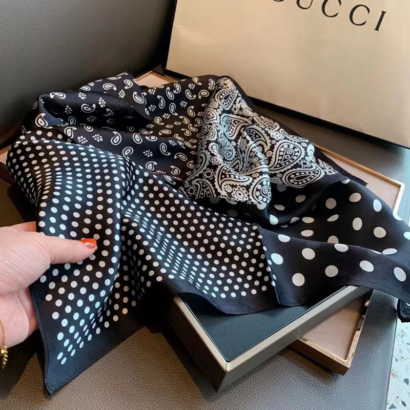 030【圆点腰果】90*90左右方巾百搭丝巾百变围巾防晒头巾