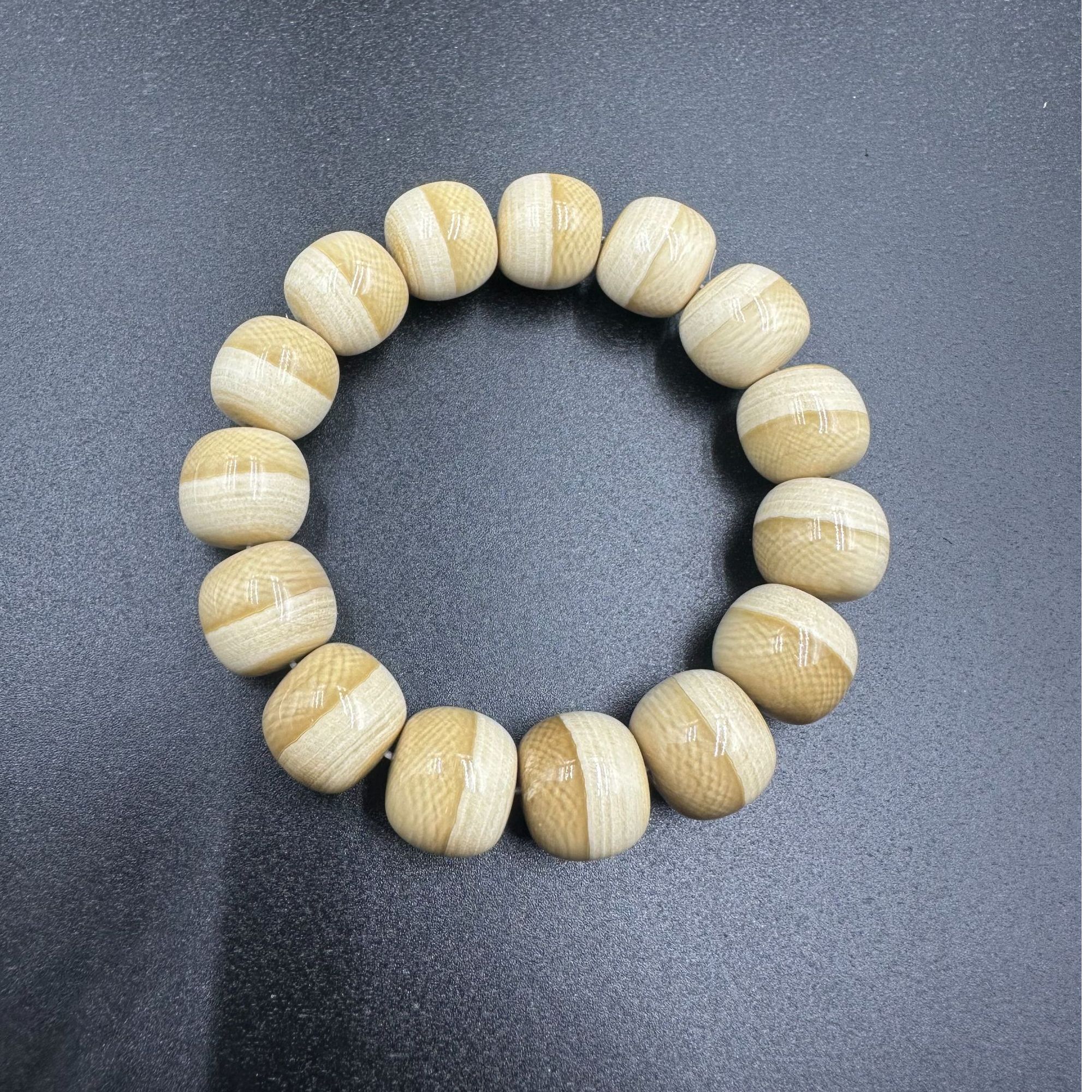 S0029天然猛犸牙单圈老型卡14*13汉堡手串