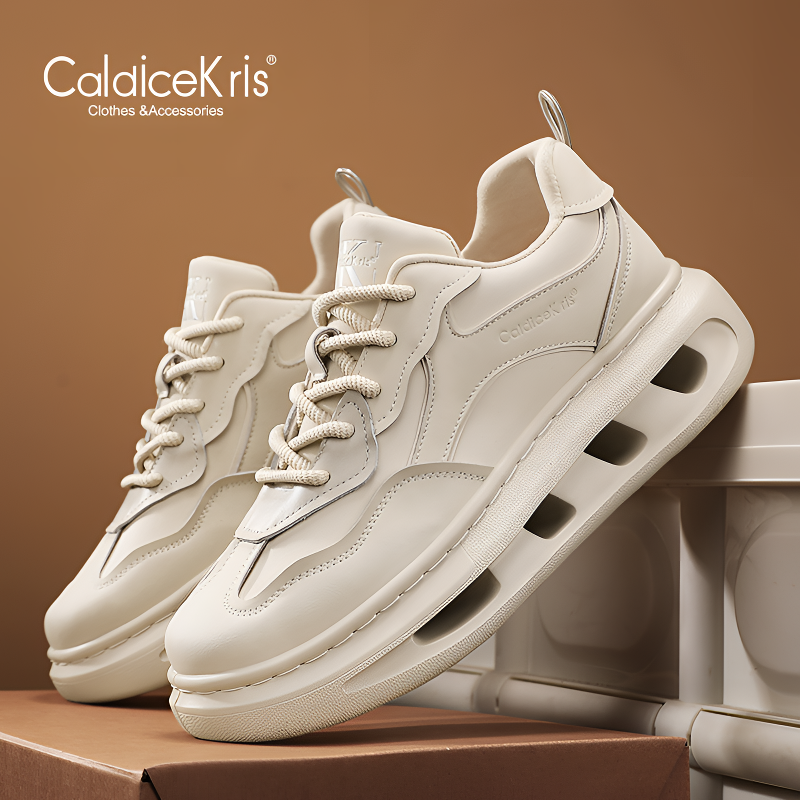 CaldiceKris正品头层牛皮减震轻软底A时尚百搭冬季潮流情侣跑步鞋