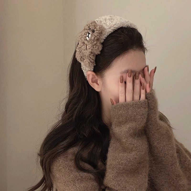 网红毛绒小熊兔子发卡毛绒发箍女款秋冬头饰头箍洗脸发箍发饰