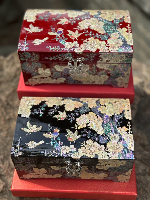 [喜上眉梢]螺钿镶嵌漆器纯手工长18.5宽12高9