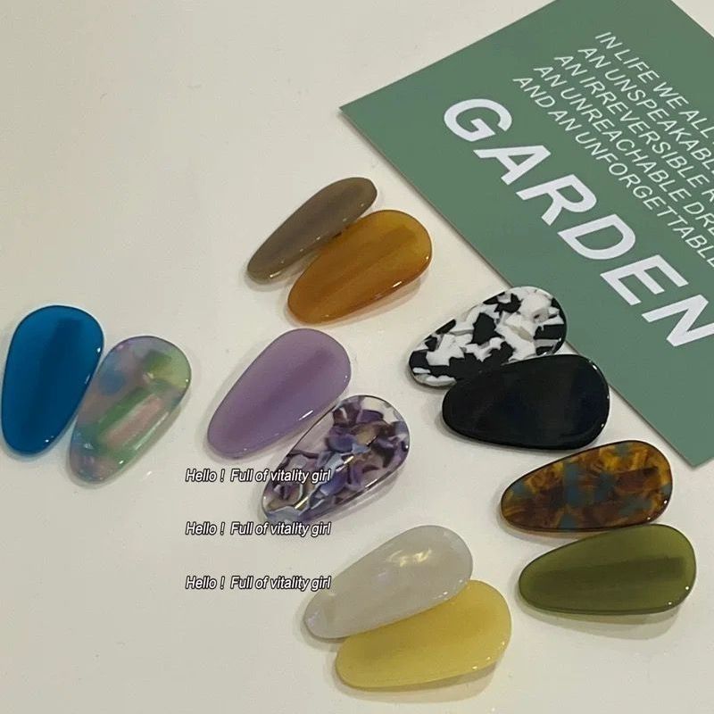 【西界】韩版百搭感配色醋酸发夹对夹几何镂空长方形水滴鸭嘴夹刘