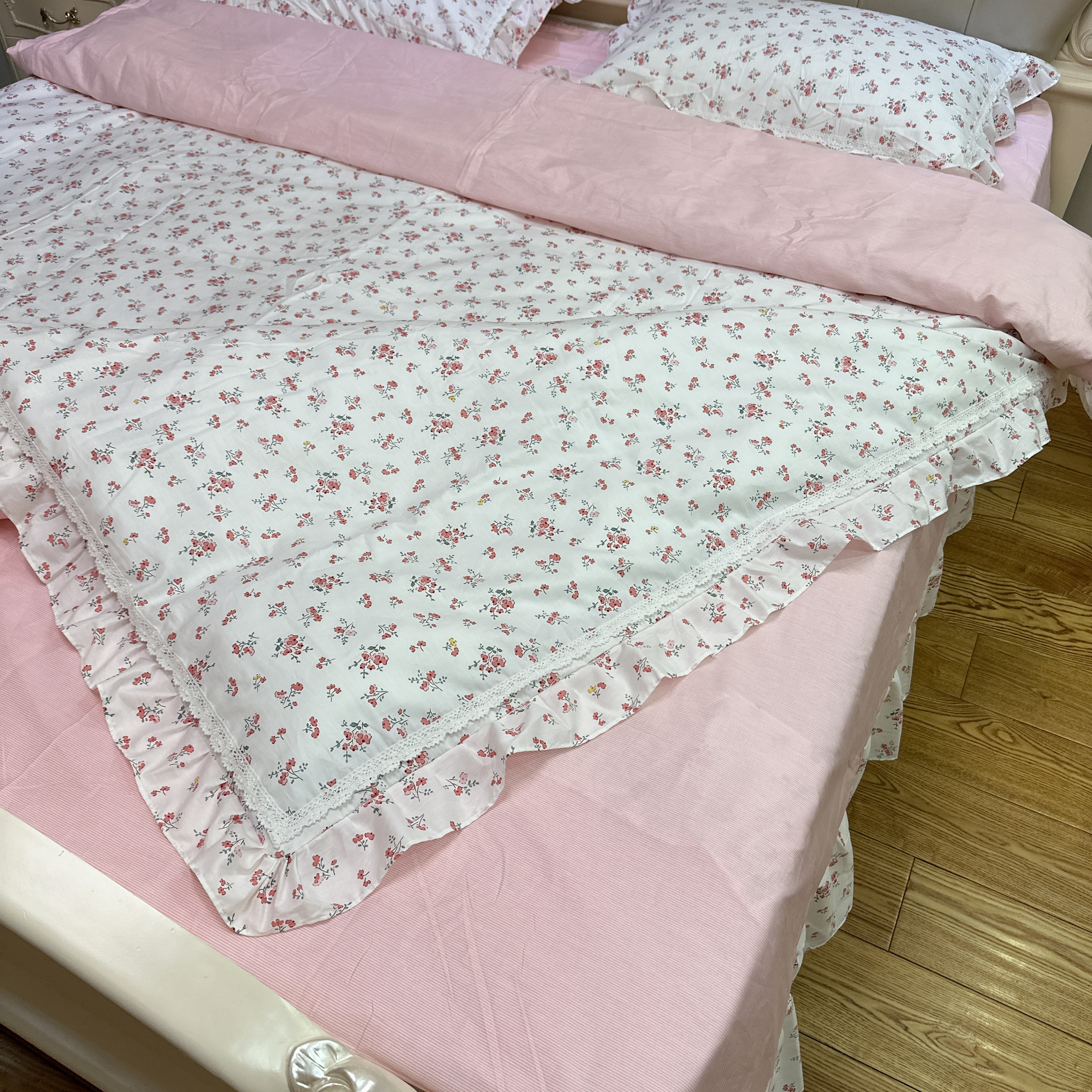 田园风纯棉花边四件套 标准 加大