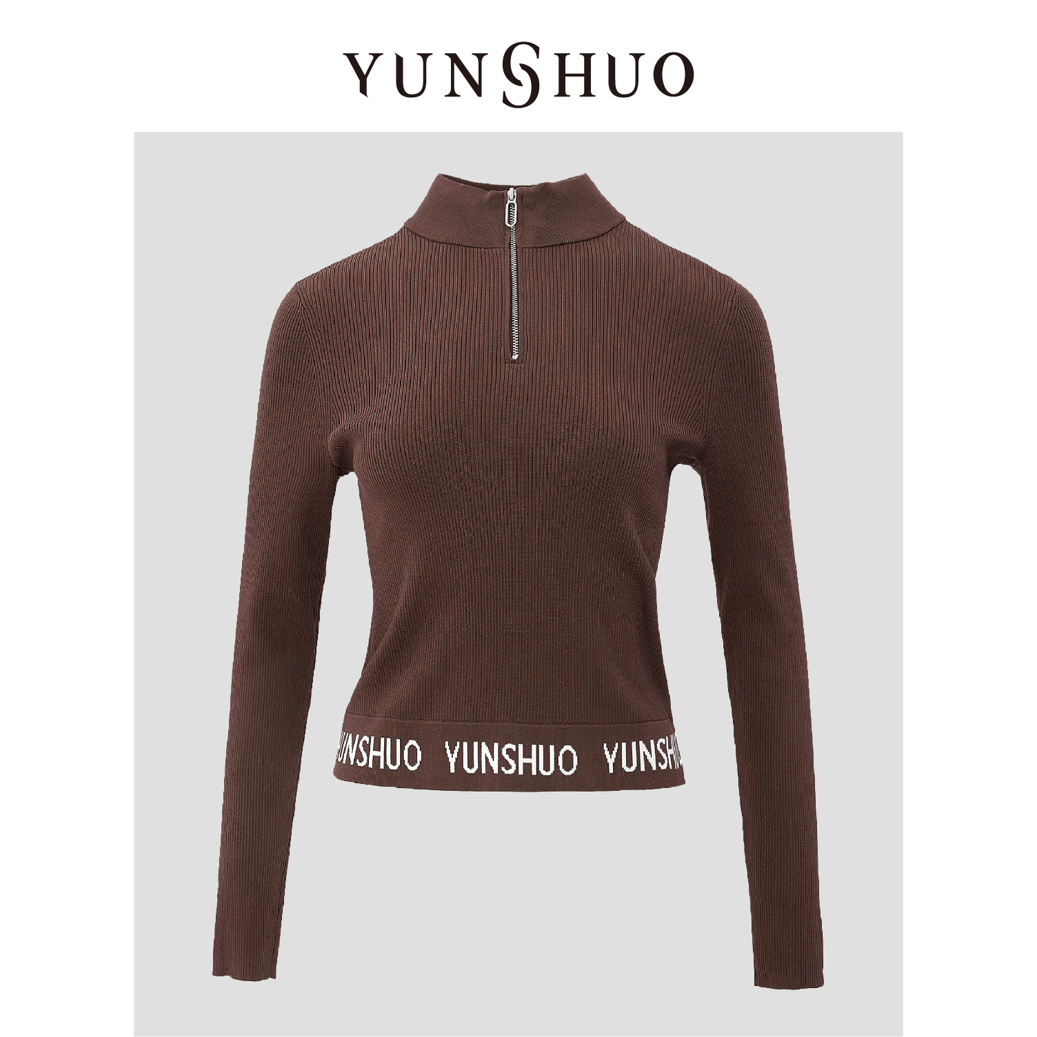 YUNSHUO允硕秋季新品时尚百搭字母立领简约气质套头毛衫739477