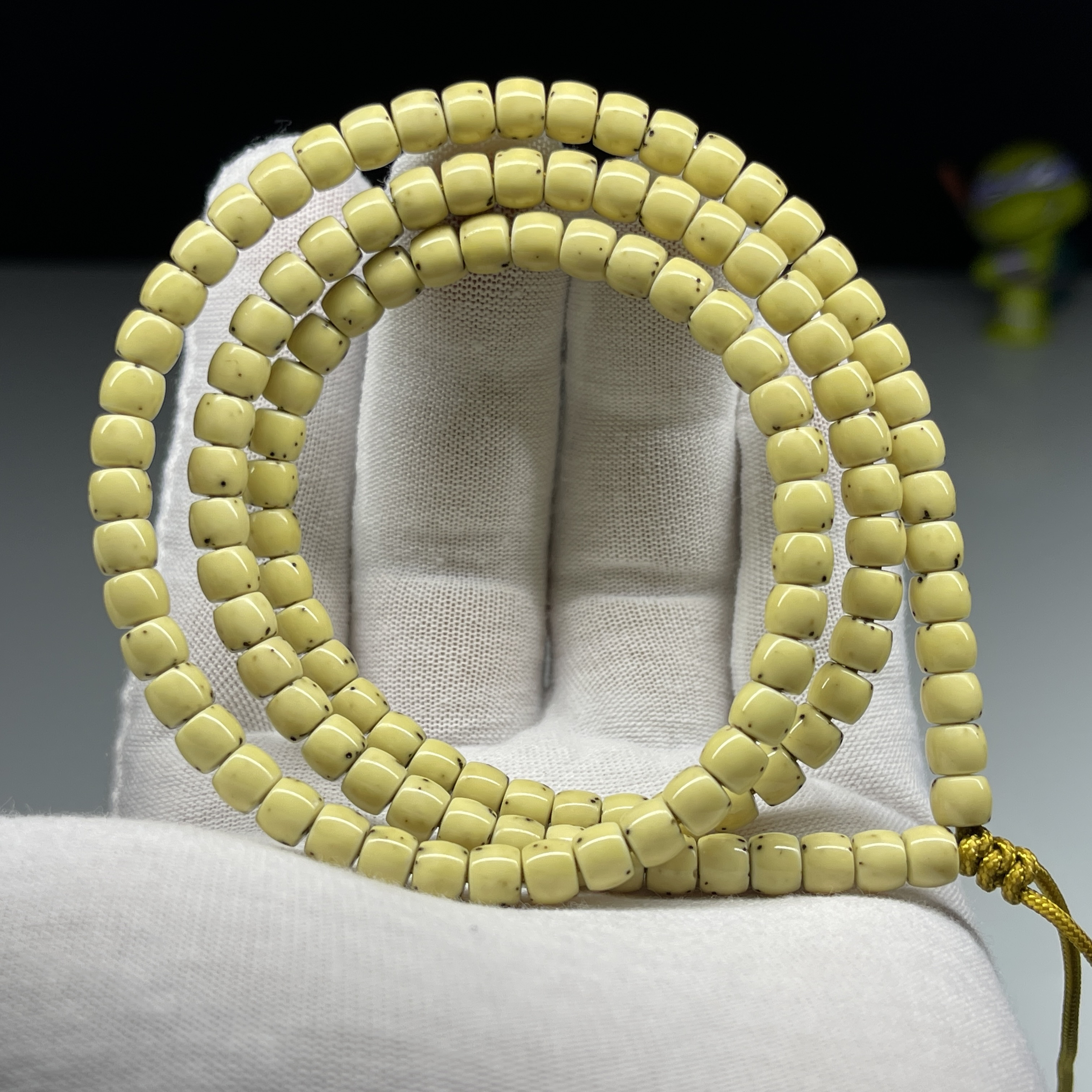 星月菩提高货 6X5 骨瓷白数星星 同枝石玉料直切108 已打底 125粒