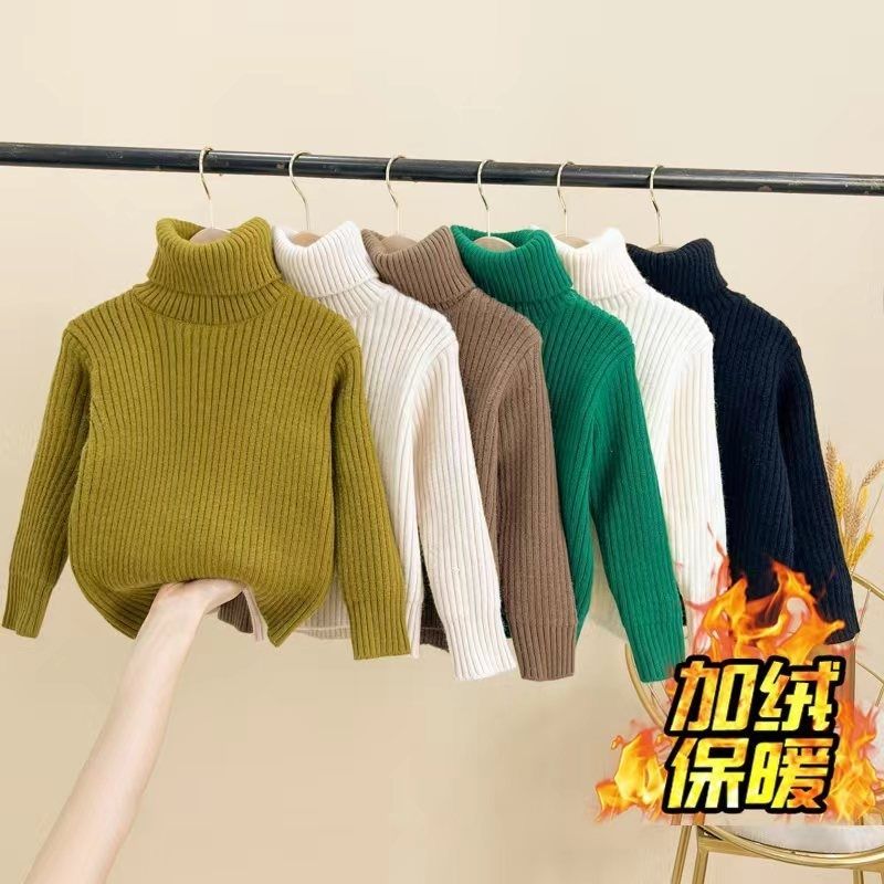 【小扬哥推荐】男女童秋冬款高领一体绒毛衣加绒加厚毛衣打底衫宝