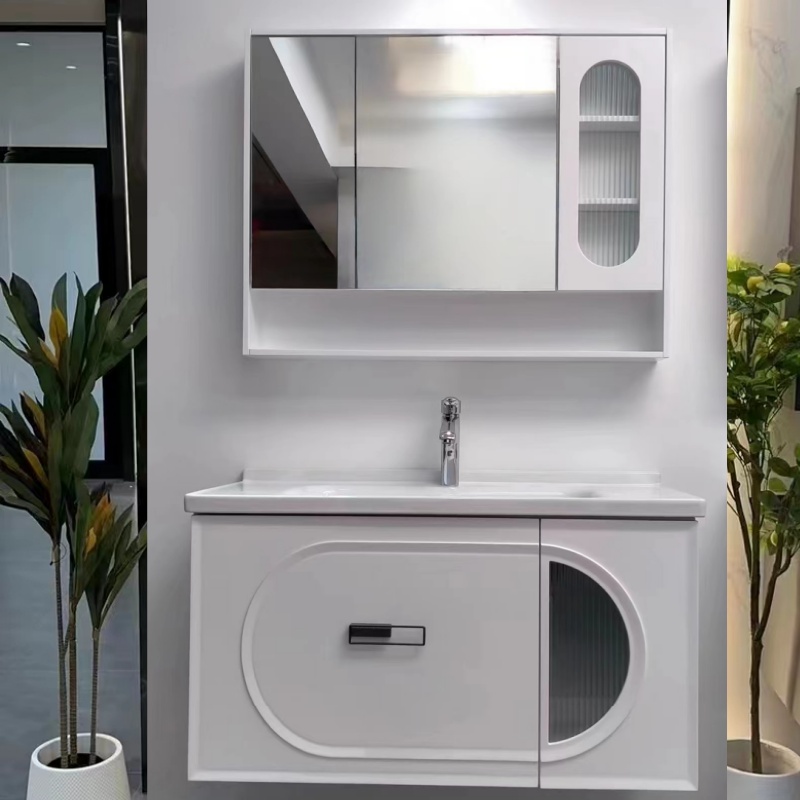 大师设计橡木陶瓷一体盆浴室柜防水防潮洗漱台定制款式台面结构