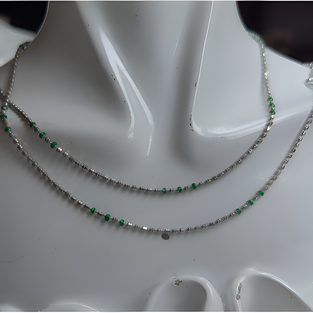 链子足银锆石 链子S925银 百搭绿钻S925链（22寸可调节）手工时尚