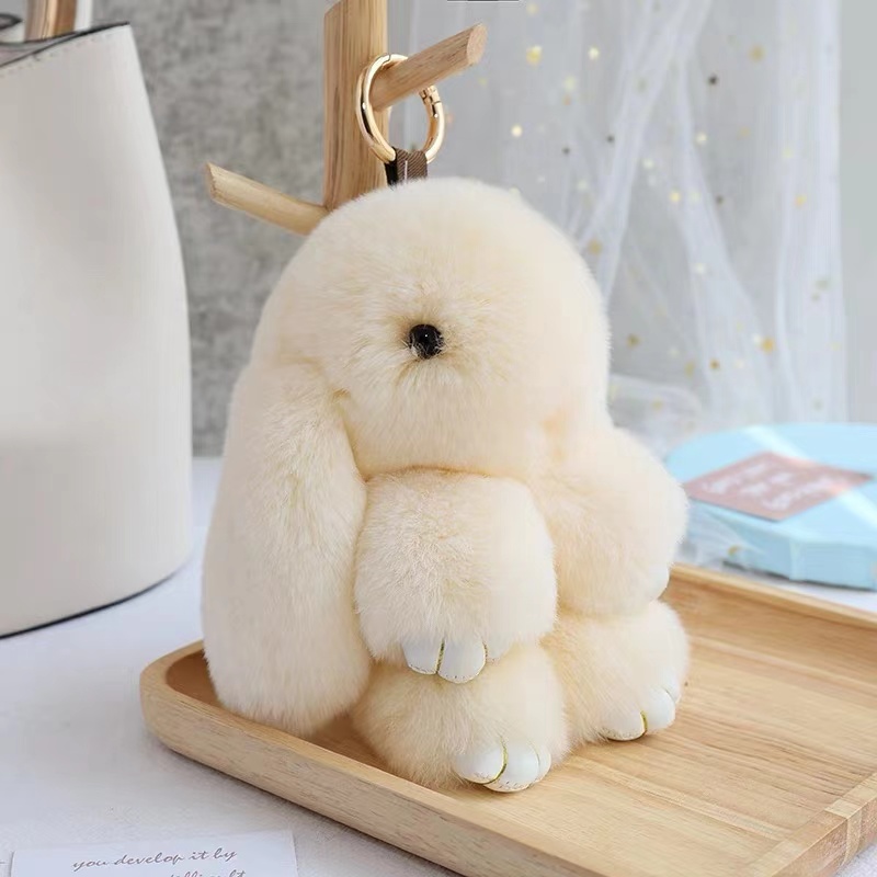 正版獭兔毛装死挂饰兔挂件毛绒包包皮草呆萌迷你版小兔子车钥匙扣