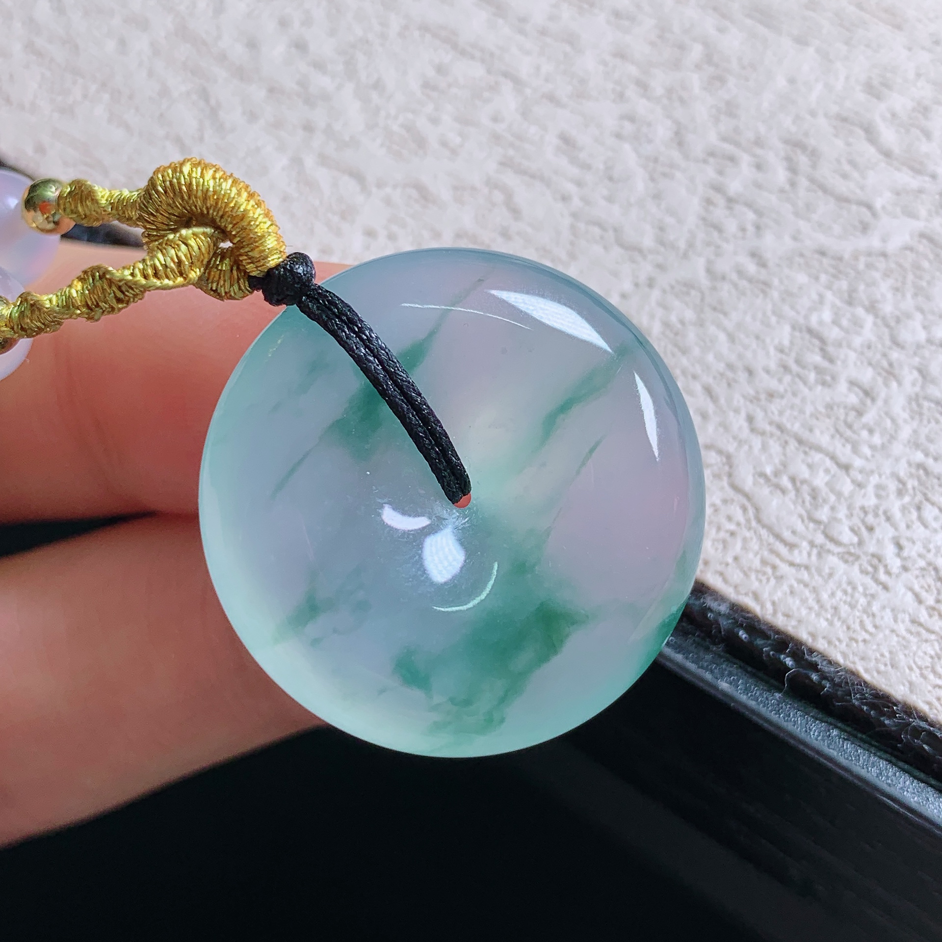 缅甸天然A货翡翠老坑冰种飘花平安扣吊坠高品质珠宝礼物种老漂亮