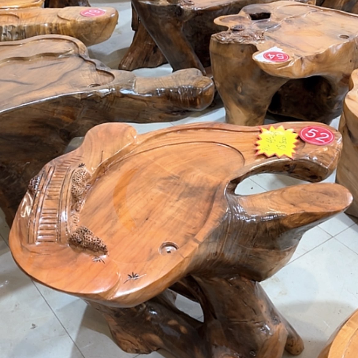 【闪购商品】香樟木桌（杉树根凳4个根雕用****棋