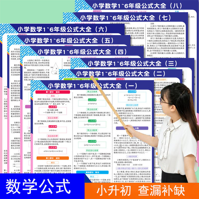 小学生三四五六年级数学公式大全挂图表单位换算必背基础知识墙贴
