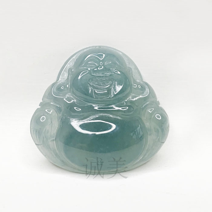 天然翡翠a货翡翠冰蓝水佛公吊坠冰种玉佛项坠（多样发货）新年礼品