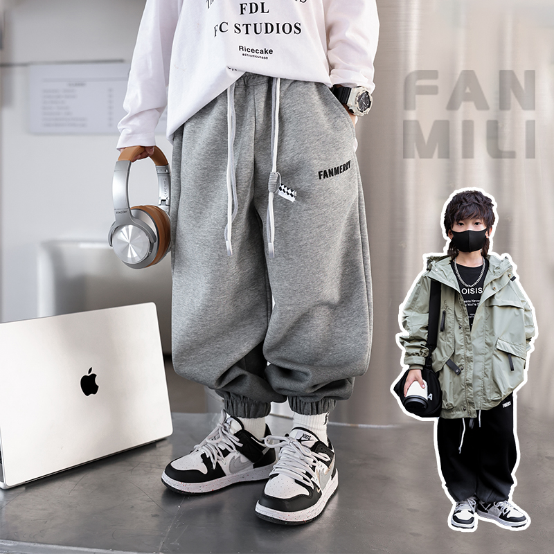 2023新款男童休闲裤子儿童运动裤帅气初中生春秋装宽松长裤中大童