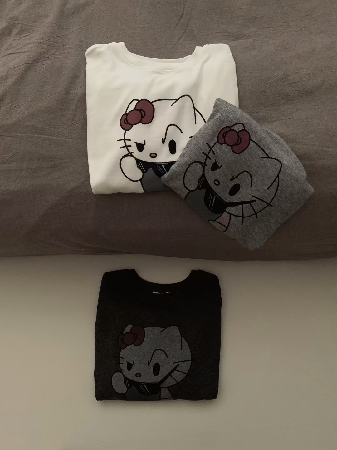 韩系圆领卡通猫长袖T X04
