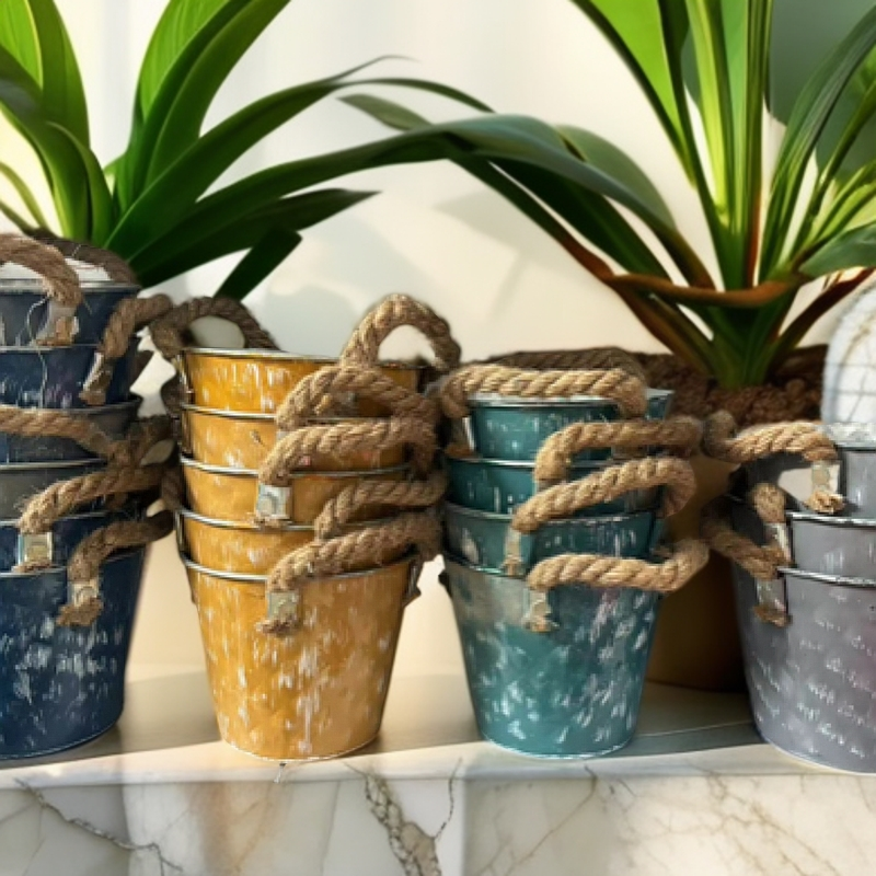 铁艺花盆套盆绿植多肉花盆复古家居收纳星星小铁皮桶微瑕