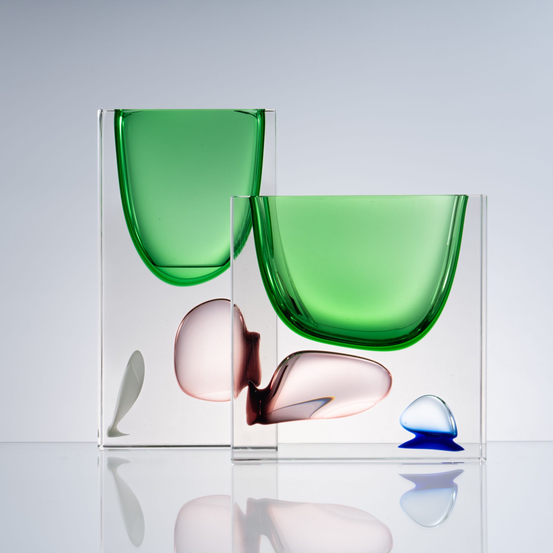 安桔美术馆【绿色瞬间AJ05473+AJ05474】轻奢创意极简艺术摆件