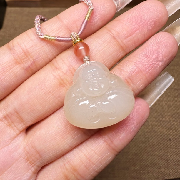 和田玉青海料藕粉宝宝佛吊坠（多样性发货发其一）