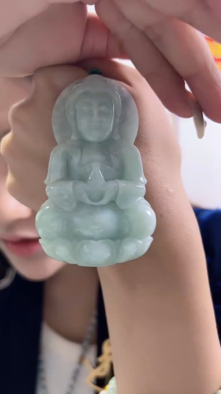 【闪购商品】翡翠首饰未镶嵌观音送珠链